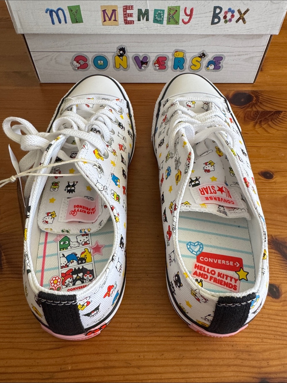 Converse White Low Top Sneakers with Multicolor Hello Kitty and Friends Print - Picture 10 of 13